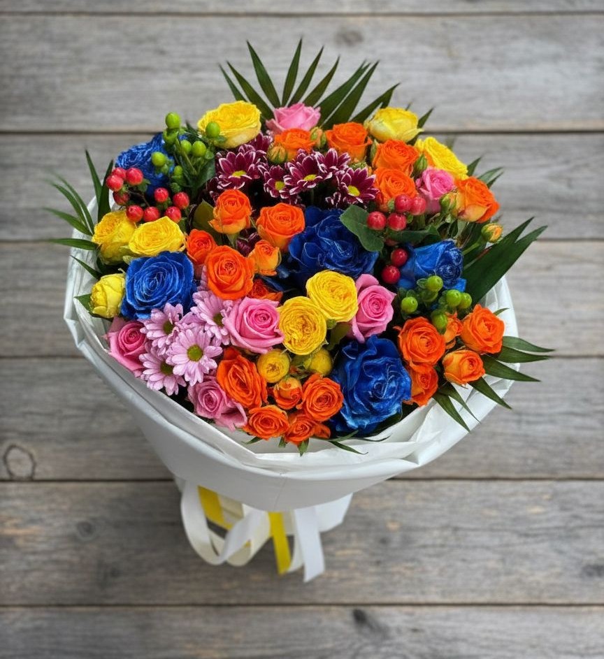 Букет цветов из: Розы и Хризантемы в Грэсовском