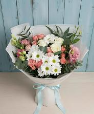 Букет цветов из:  Розы, Лизиантусы и Хризантемы в Грэсовском