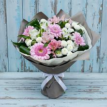 Букет цветов из:  Герберы, Альстромерии и Хризантемы в Грэсовском