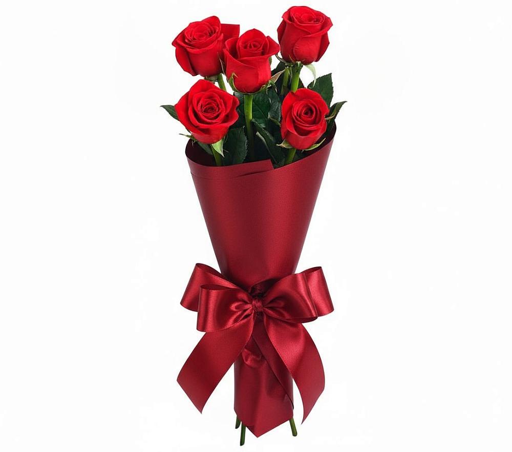 Букет 5 Красных роз Эдлесс Лав в Грэсовском