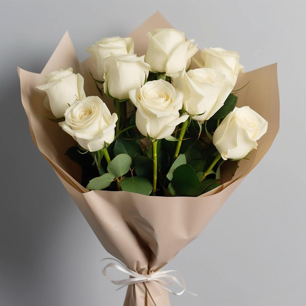 Букет 9 Белых роз Эдлесс Лав в Грэсовском