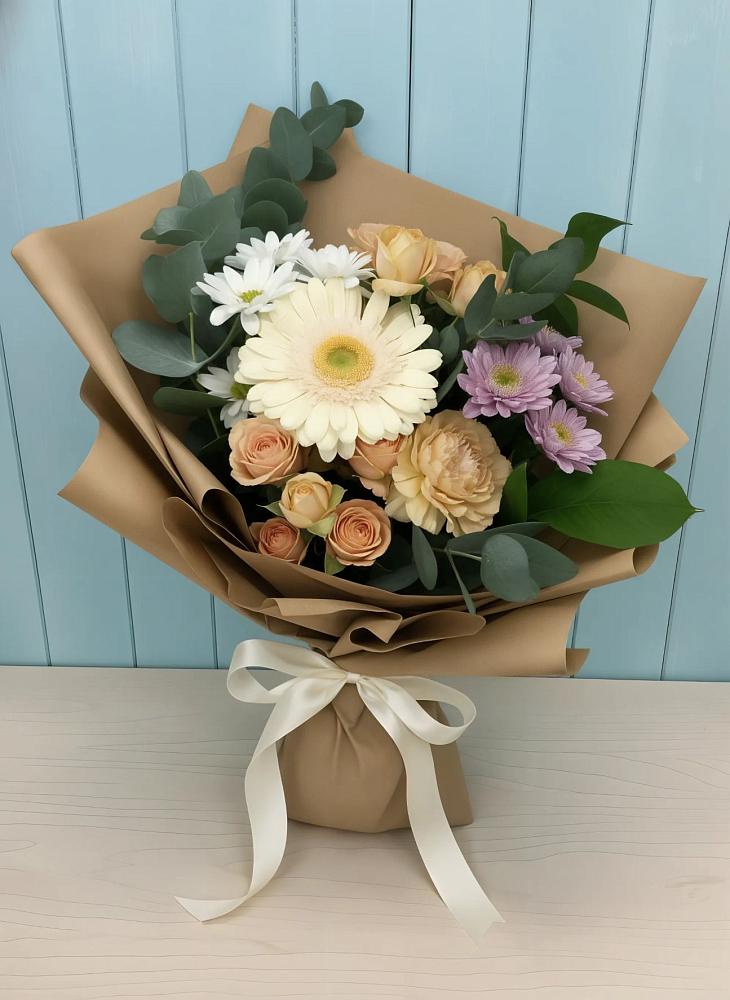 Букет цветов из: Герберы и Хризантемы в Грэсовском