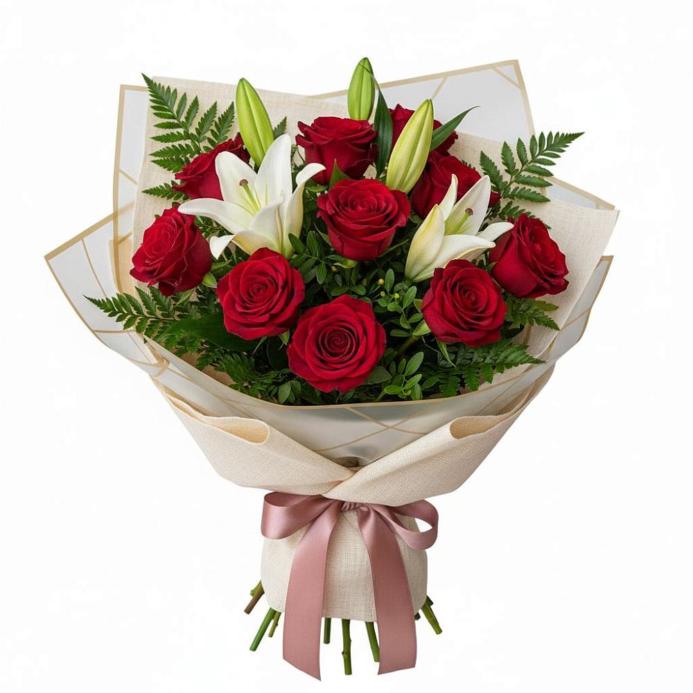 Букет цветов из: Лилии и Розы в Грэсовском