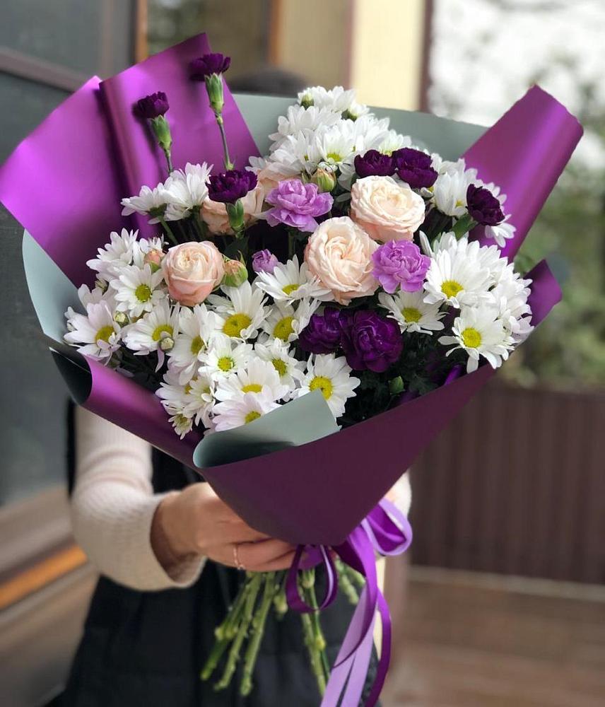 Букет цветов из: Хризантемы, Гвоздики и Розы в Грэсовском