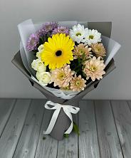 Букет цветов из:  Розы, Герберы и Хризантемы в Грэсовском