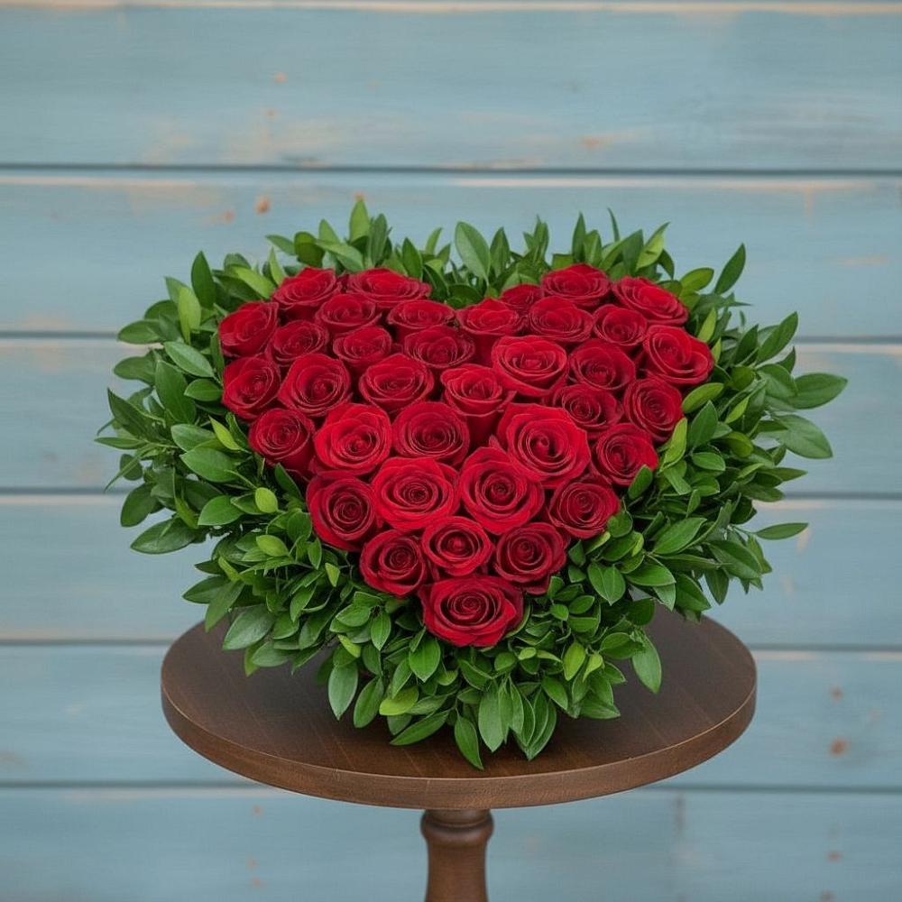 Цветочная композиция из Розы в виде сердца в Грэсовском