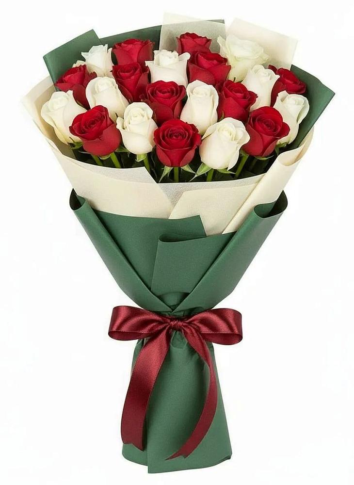 Букет Микс из красных и белых роз в Грэсовском