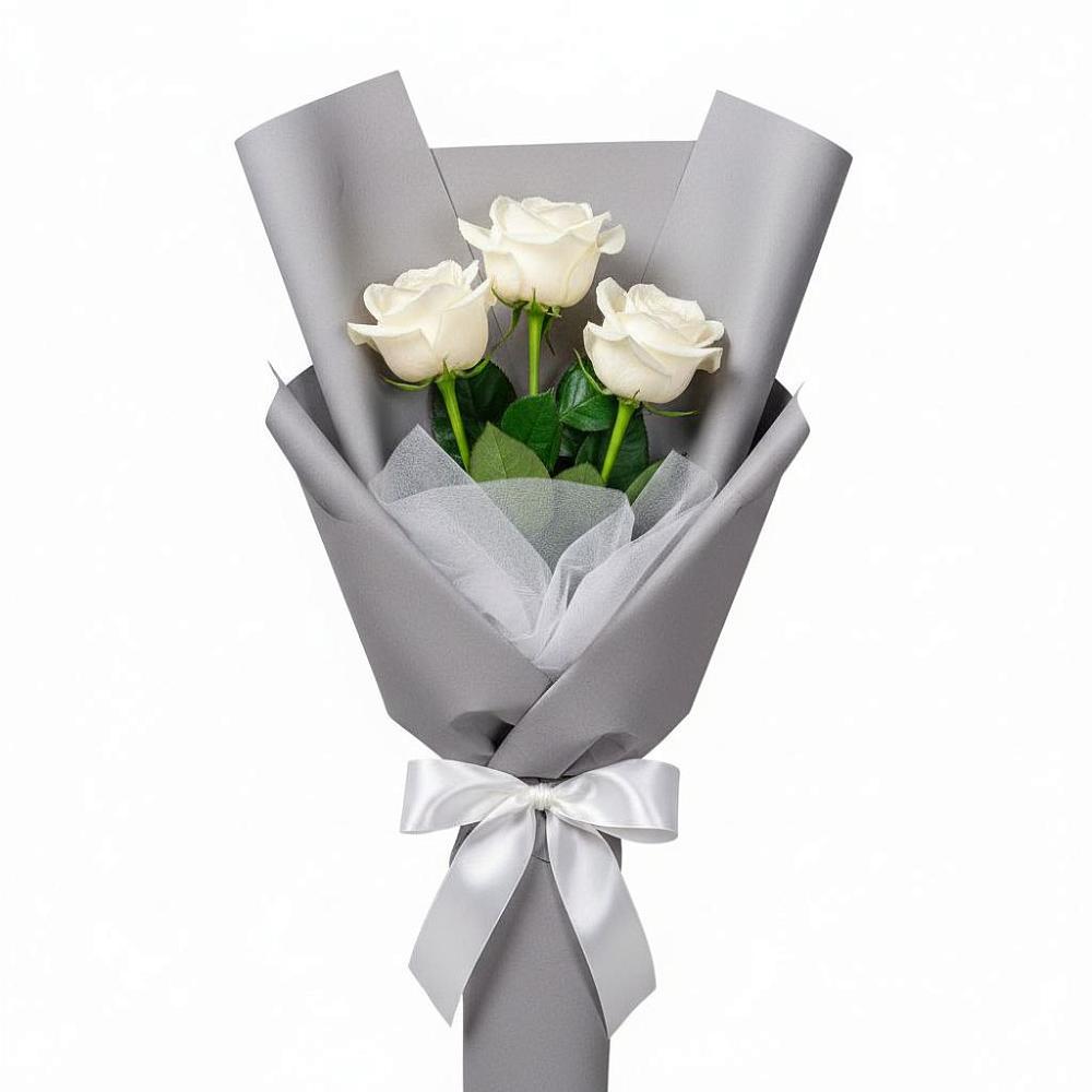 Букет 3 белые розы в Грэсовском