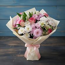 Букет цветов из:  Хризантемы, Альстромерии и Розы в Грэсовском