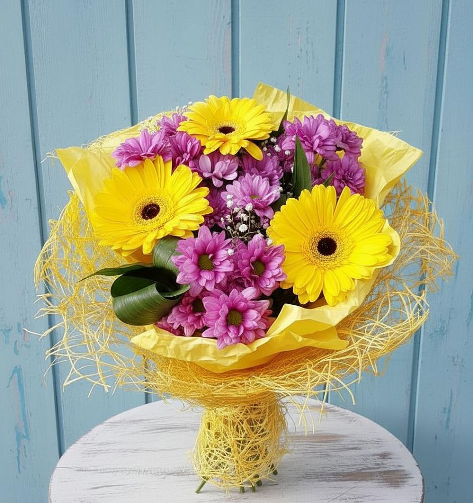 Букет цветов из: Хризантемы и Герберы в Грэсовском