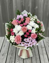 Букет цветов из:  Альстромерии, Гвоздики, Розы и Хризантемы в Грэсовском