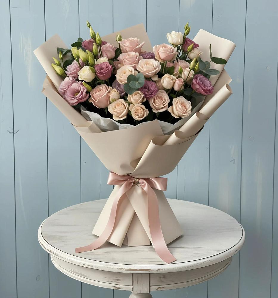 Букет цветов из: Розы и Лизиантусы в Грэсовском