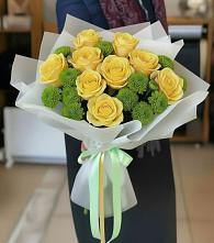 Букет цветов из:  Хризантемы и Розы в Грэсовском