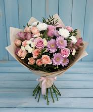 Букет цветов из:  Хризантемы, Розы и Альстромерии в Грэсовском