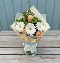 Букет цветов из:  Герберы, Розы и Хризантемы в Грэсовском